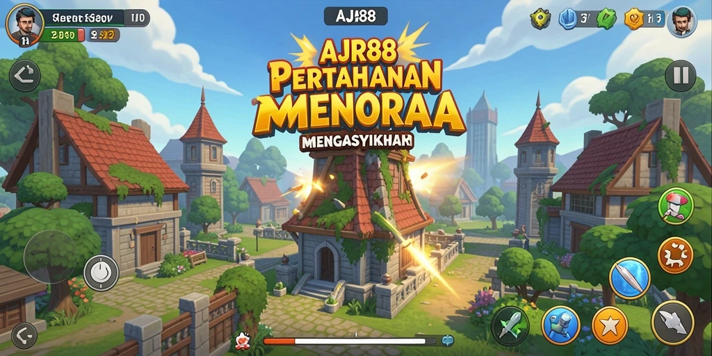 Screenshot menampilkan aksi seru game Tower Defense AJR88.