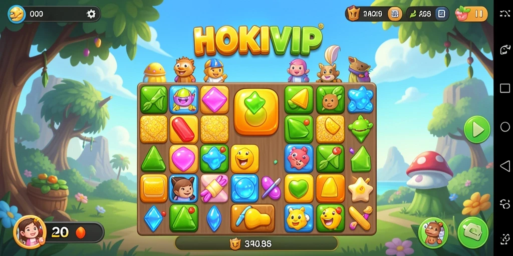 Screenshot HOKIVIP menampilkan gameplay Match-3 yang seru dan menantang.