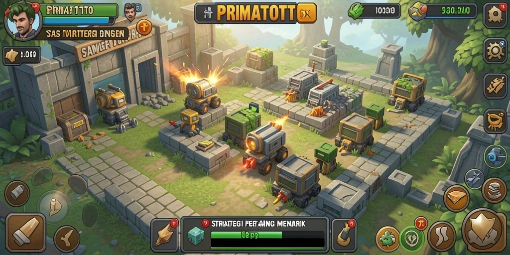 Tangkap momen seru dalam gameplay Tower Defense PRIMATOTO.